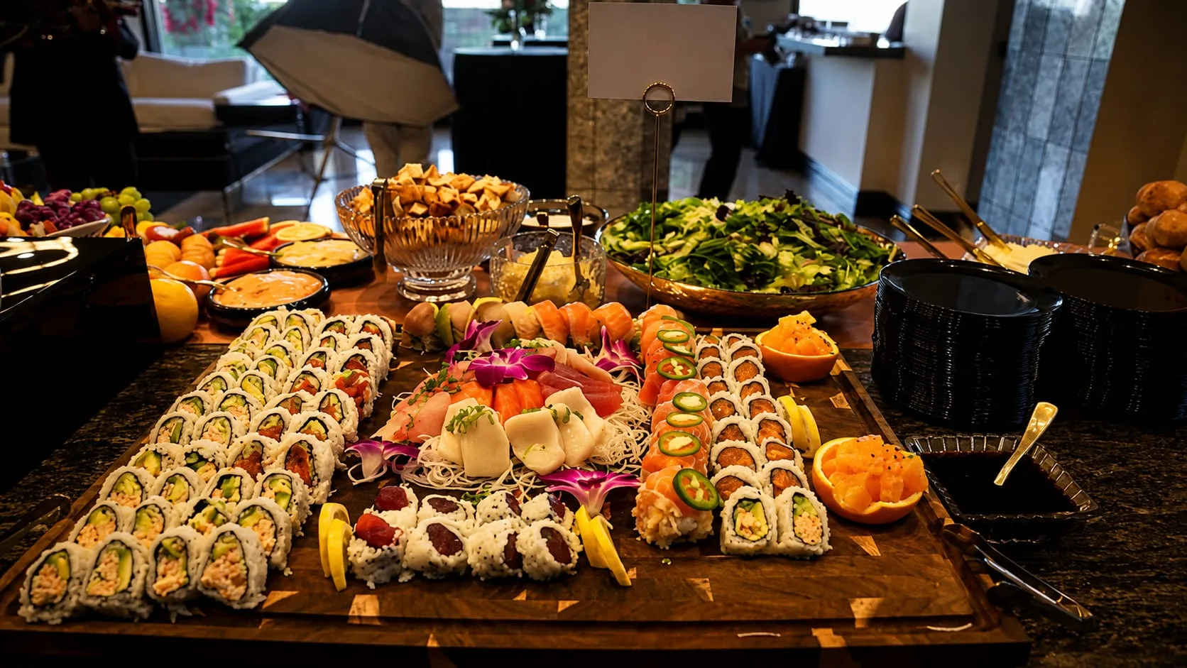 A sushi and grazing display styled for a celebration