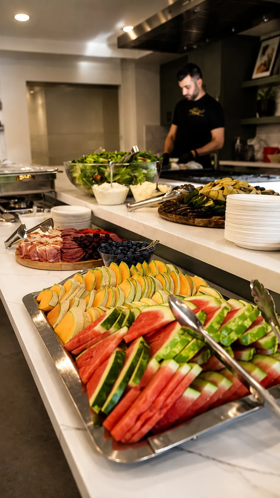 An ASOFE host styling a fresh grazing and crudité display