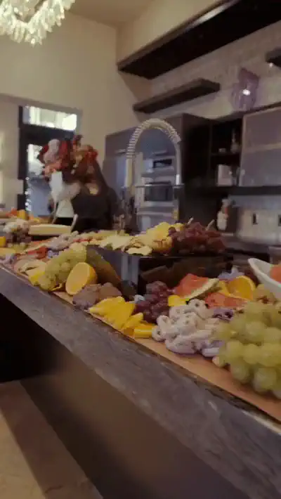 A styled charcuterie and grazing display up close